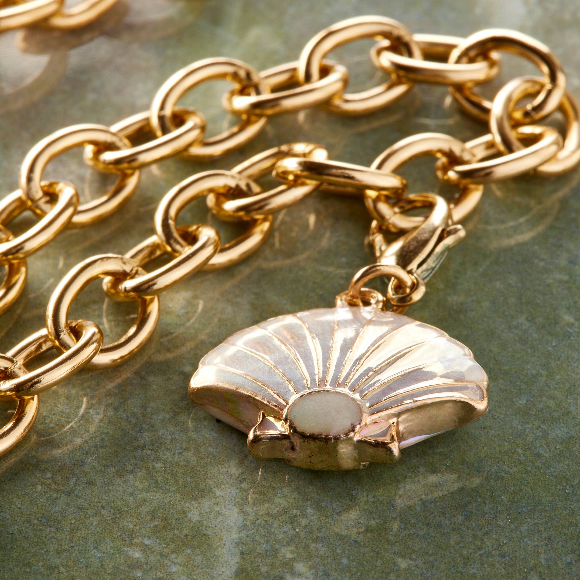 Charmalong™ White & Gold Shell Charm by Bead Landing™
